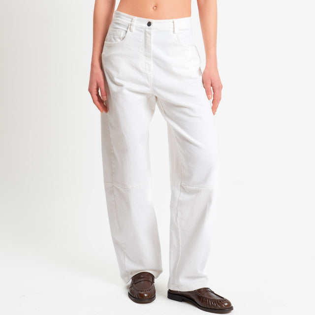 Tensione in-Pantalone barrel relaxed fit - latte