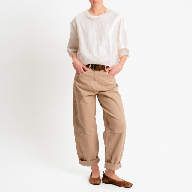 Tensione in-Pantalone barrel relaxed fit - sabbia