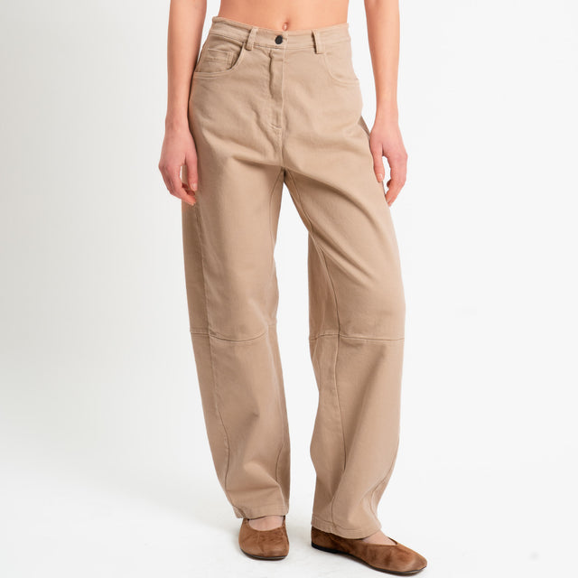 Tensione in-Pantalone barrel relaxed fit - sabbia