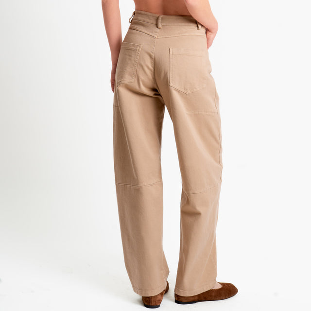 Tensione in-Pantalone barrel relaxed fit - sabbia