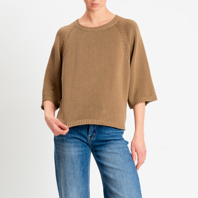 Tensione in-Maglia girocollo manica raglan 3/4 - biscotto