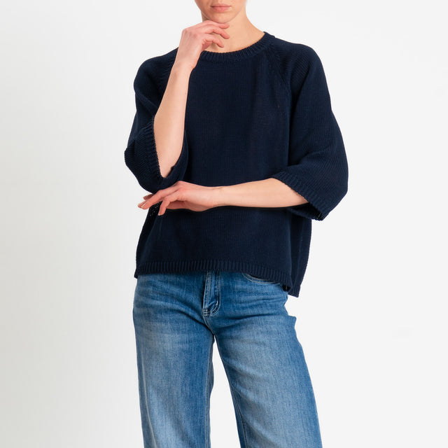 Tensione in-Maglia girocollo manica raglan 3/4 - blu