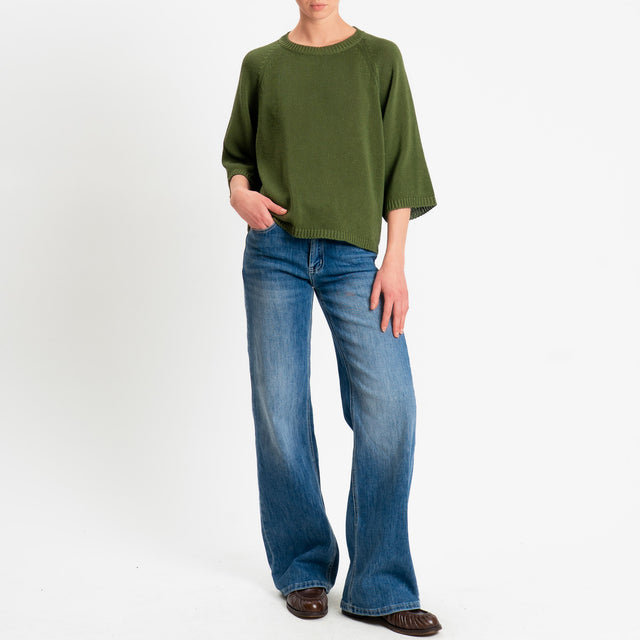 Tensione in-Maglia girocollo manica raglan 3/4 - militare