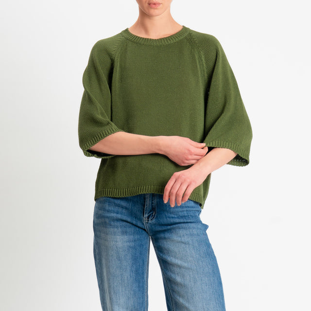 Tensione in-Maglia girocollo manica raglan 3/4 - militare