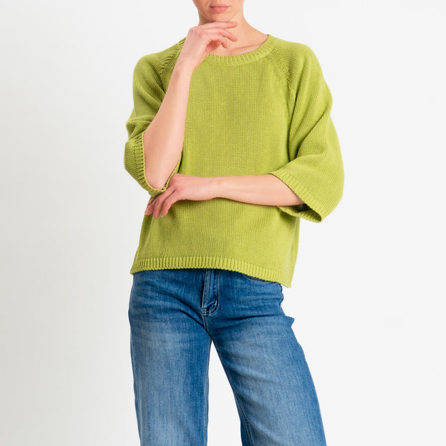 Tensione in-Maglia girocollo manica raglan 3/4 - pistacchio