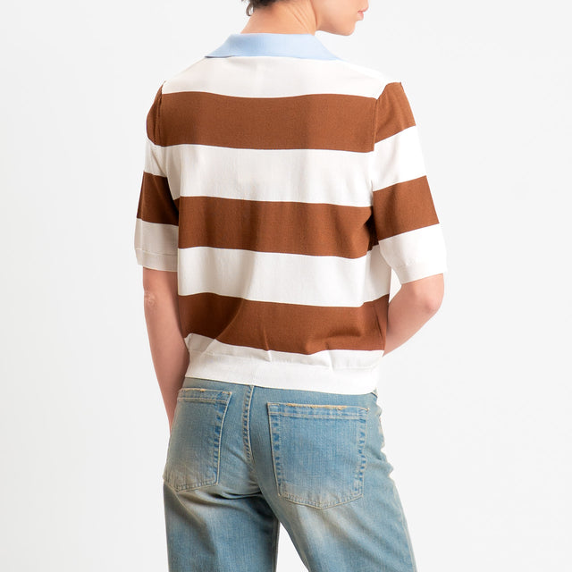 Tensione in-Maglia polo a righe - azzurro/choco/latte