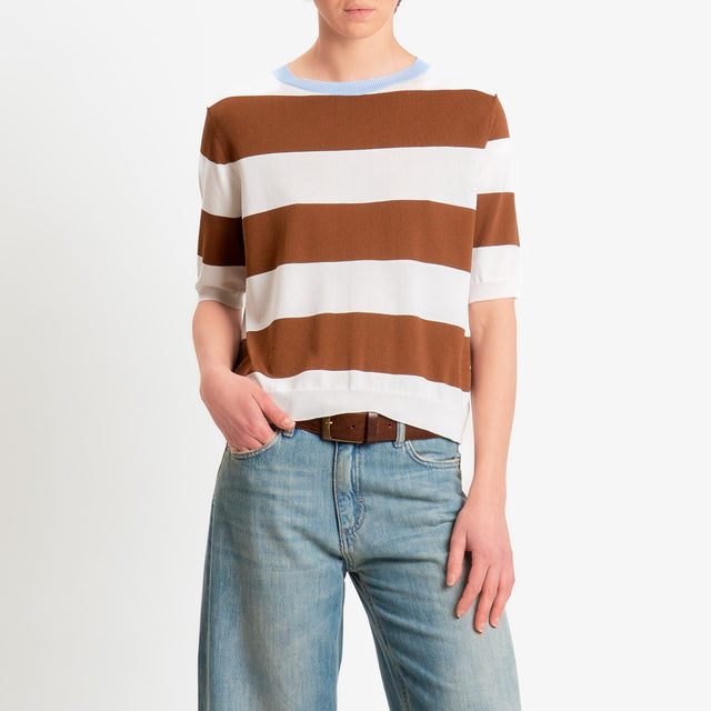 Tensione in-Maglia girocollo a righe - azzurro/choco/latte