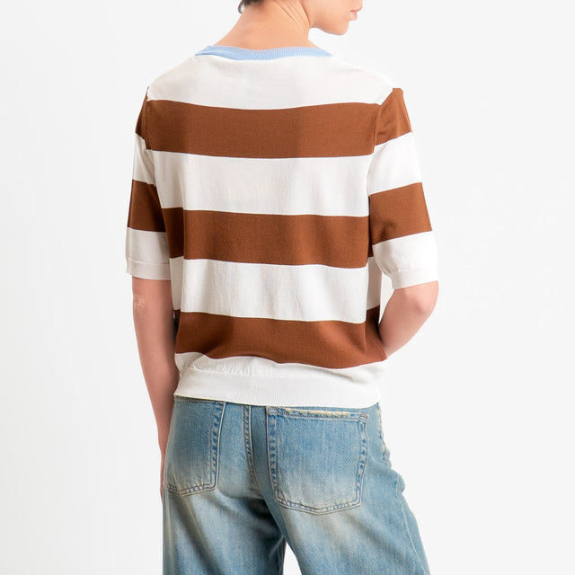 Tensione in-Maglia girocollo a righe - azzurro/choco/latte