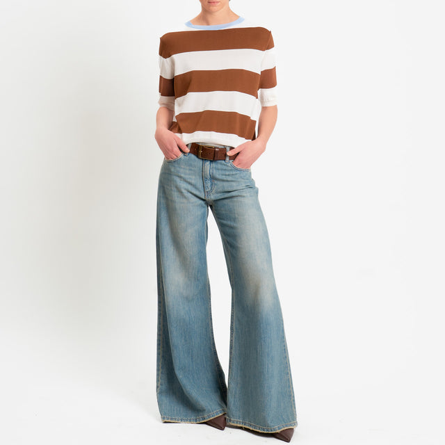 Tensione in-Maglia girocollo a righe - azzurro/choco/latte