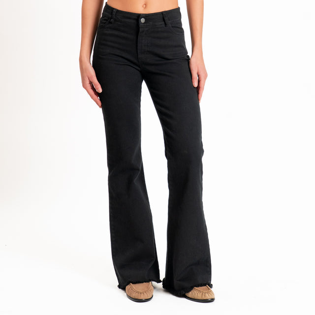 Tensione in-Pantalone sfrangiato in drill cotone - nero