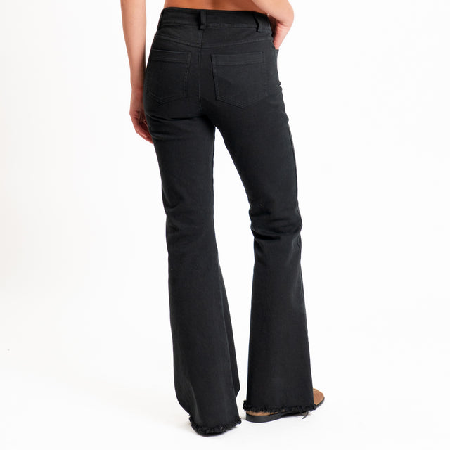 Tensione in-Pantalone sfrangiato in drill cotone - nero