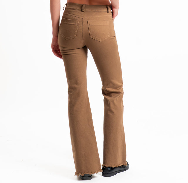 Tensione in-Pantalone sfrangiato in drill cotone - sigaro