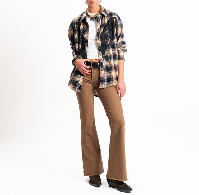 Tensione in-Pantalone sfrangiato in drill cotone - sigaro
