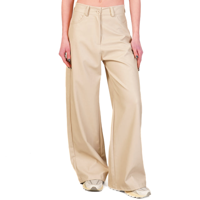Tensione in-Pantalone GIUSI similpelle invecchiata - burro