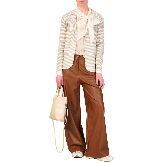 Tensione in-Pantalone GIUSI similpelle invecchiata - tabacco