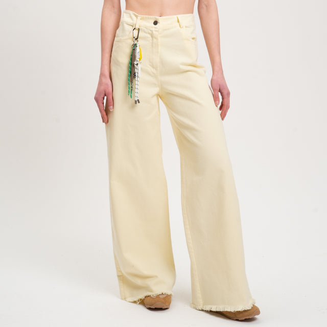 Pantalones Palazzo con Flecos Tension - Amarillo