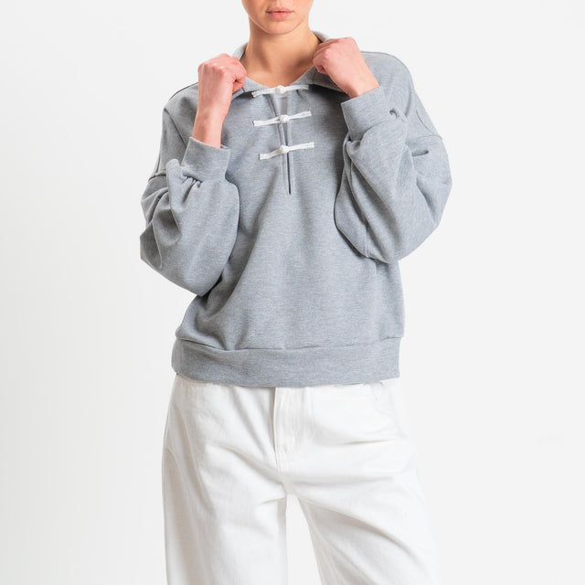 Tensione in-Felpa mandarin scollo v - grigio