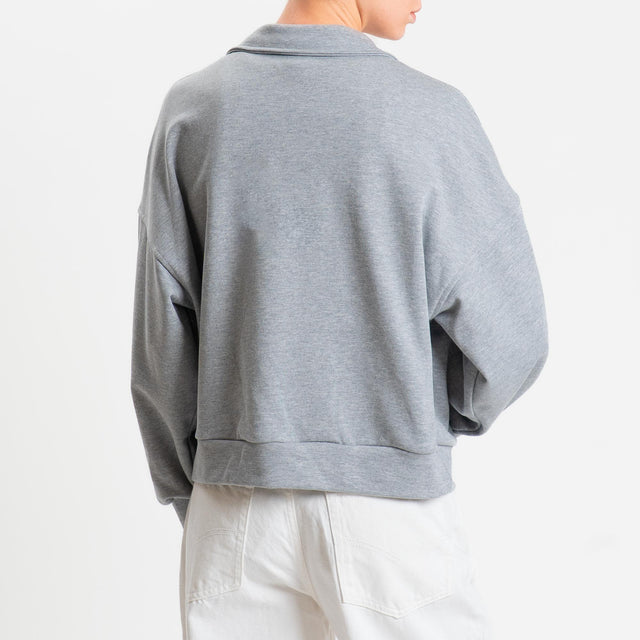 Tensione in-Felpa mandarin scollo v - grigio