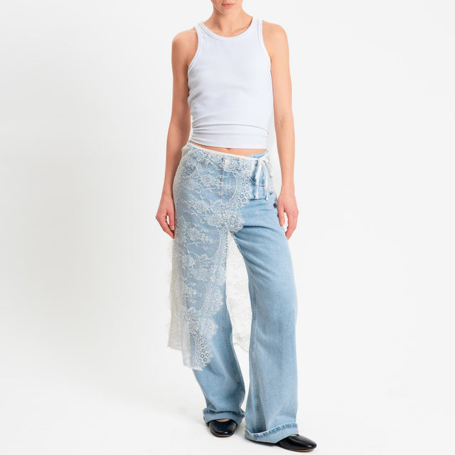 Tensione in-Gonna lunga pareo in pizzo - burro