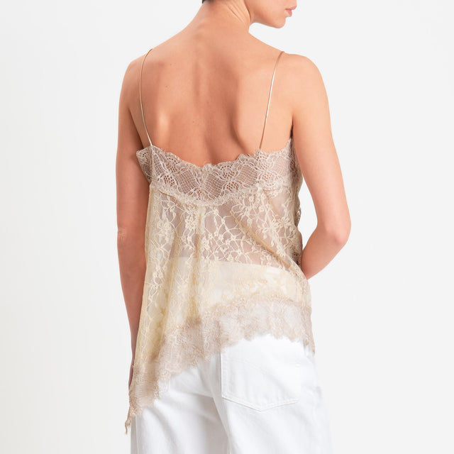 Tensione in-Top in pizzo doppio scollo v - beige