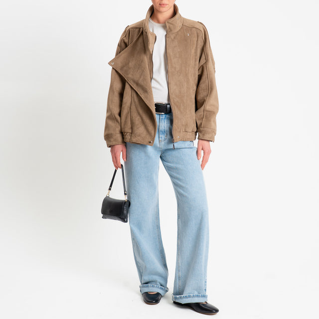 Tensione in-Bomber effetto suede - sabbia