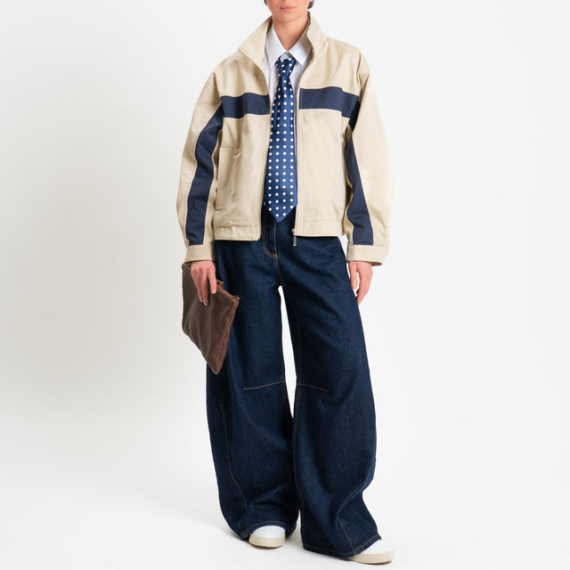 Tensione in-Giacca bicolore con zip - beige/blu