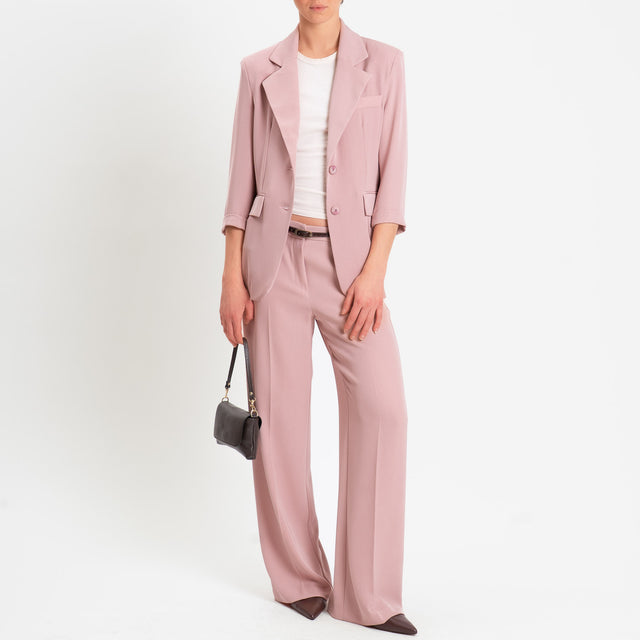 Tensione in-Giacca due bottoni tessuto fluido - rosa