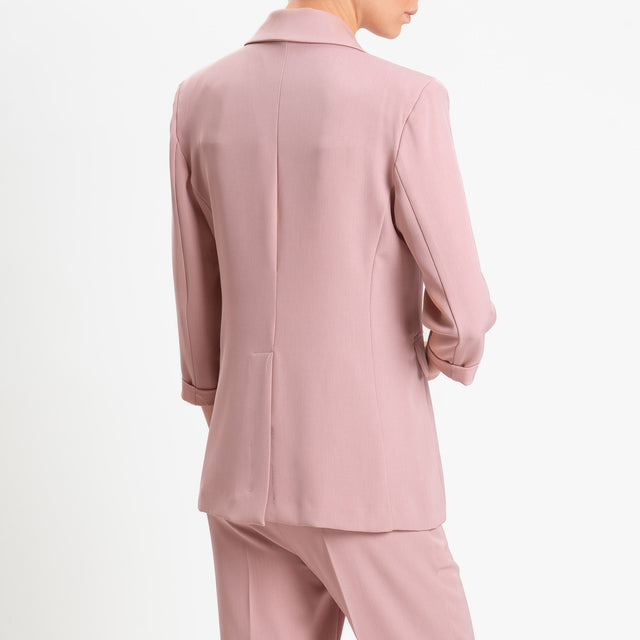 Tensione in-Giacca due bottoni tessuto fluido - rosa