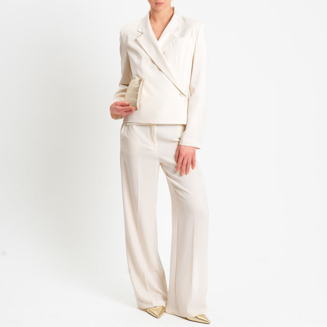 Tensione in-Pantalone palazzo tessuto fluido - latte