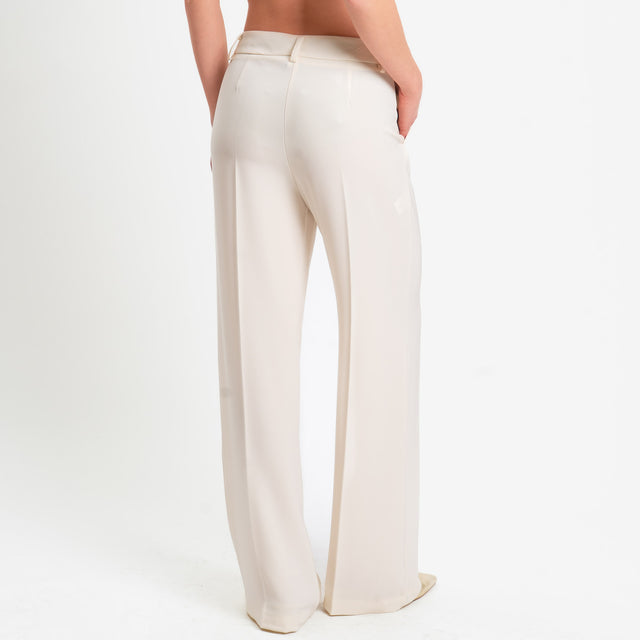Tensione in-Pantalone palazzo tessuto fluido - latte