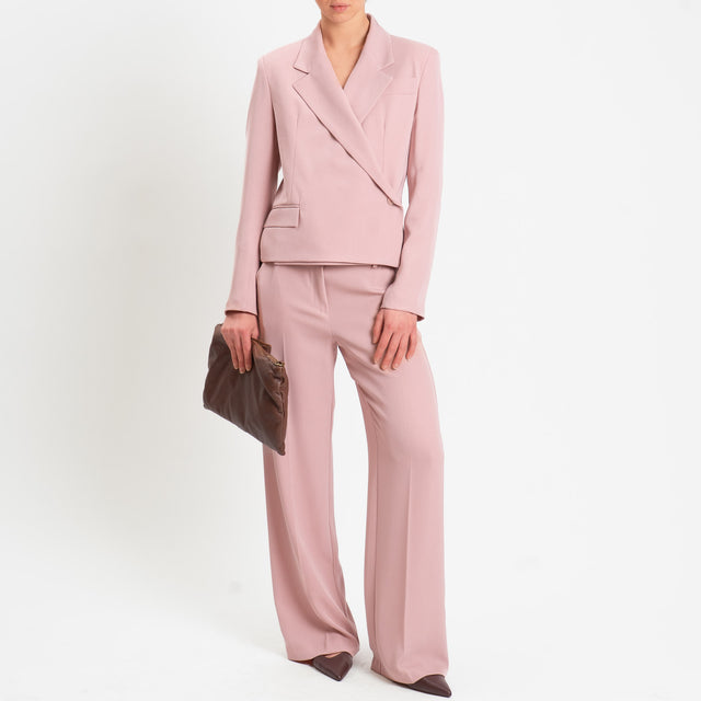 Tensione in-Giacca tessuto fluido chiusura asimmetrica - rosa