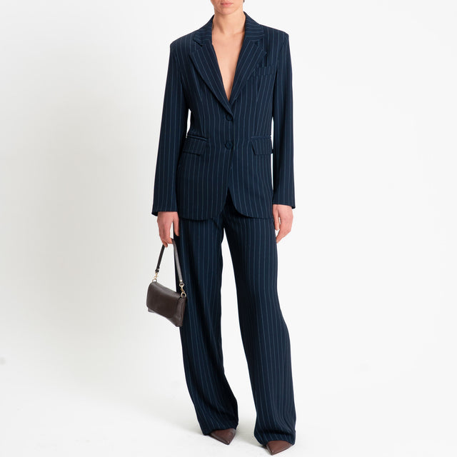 Tensione in-Giacca gessata tessuto fluido - blu