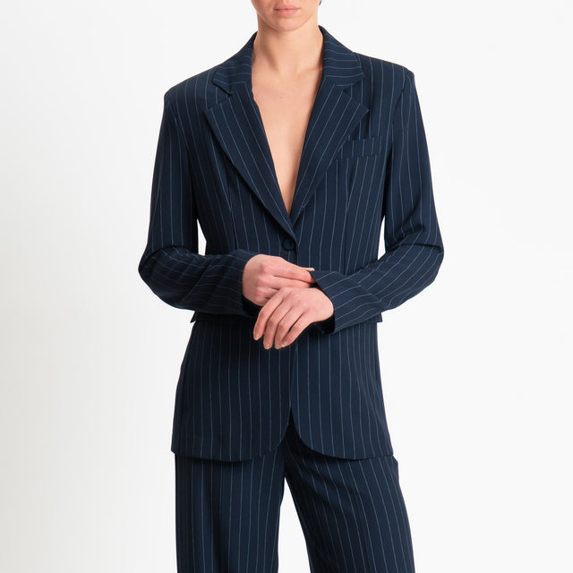 Tensione in-Giacca gessata tessuto fluido - blu