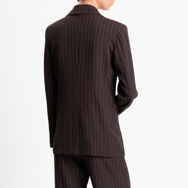 Tensione in-Giacca gessata tessuto fluido - moro