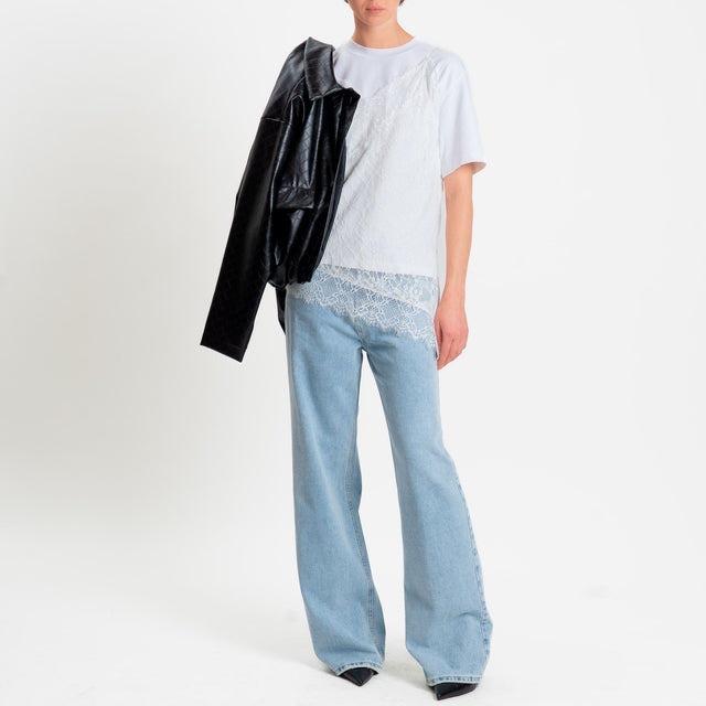 Tensione in-Top in pizzo doppio scollo v - avorio