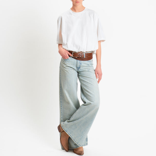 Tensione in-T-shirt girocollo elastico in vita - burro