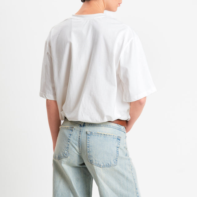 Tensione in-T-shirt girocollo elastico in vita - burro