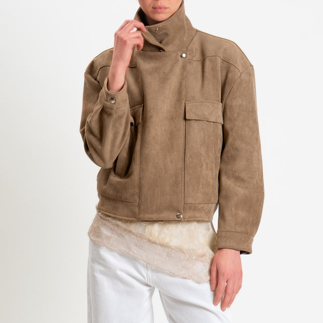 Tensione in-Bomber effetto suede - sabbia