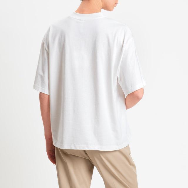 Tensione in-T-shirt tasca paillettes - panna/argento