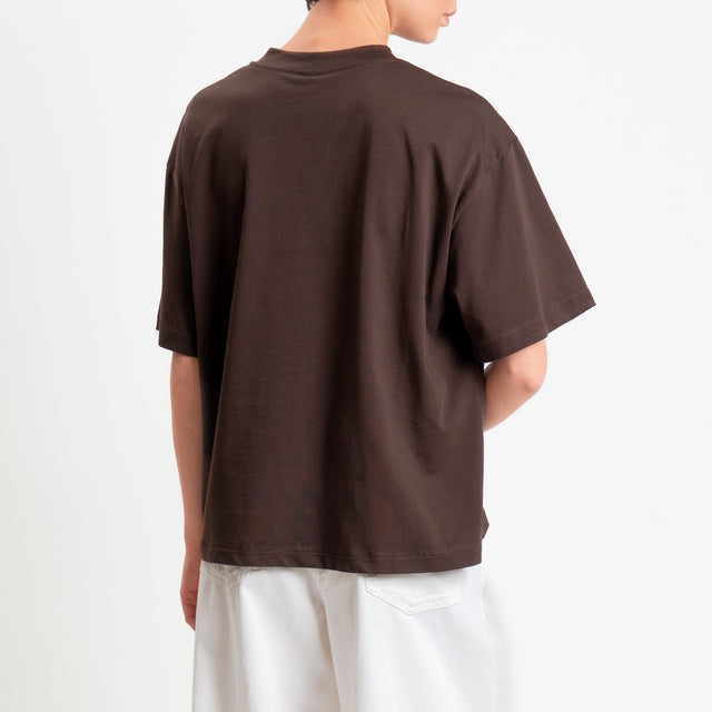 Tensione in-T-shirt tasca paillettes - moro/argento