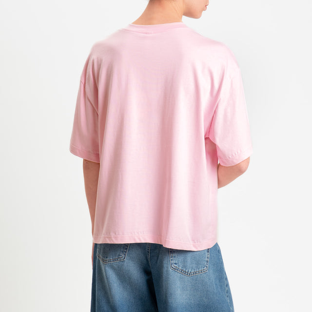 Tensione in-T-shirt tasca paillettes - rosa/argento
