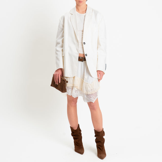 Tensione in-Minigonna in pizzo con balze - burro