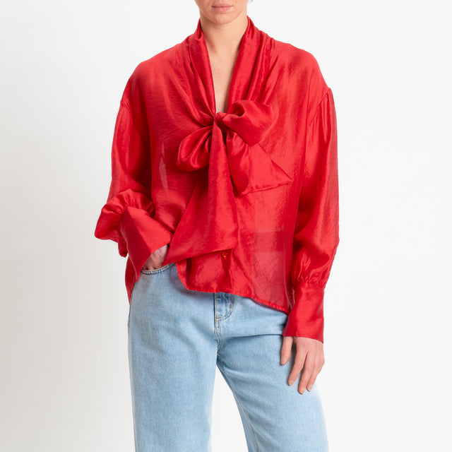 Tensione in-Camicia mussola di lyocell con fiocco - rosso