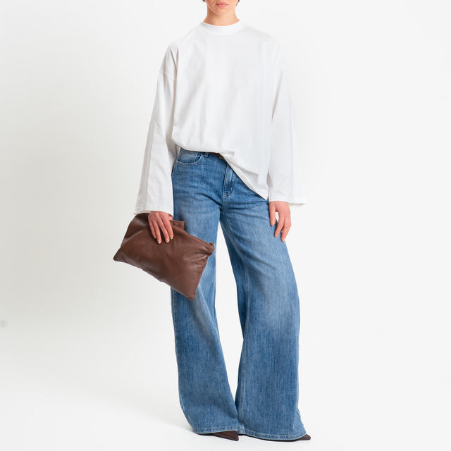 Tensione in-T-shirt over manica ampia - panna