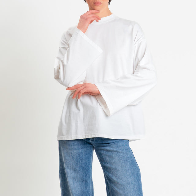 Tensione in-T-shirt over manica ampia - panna