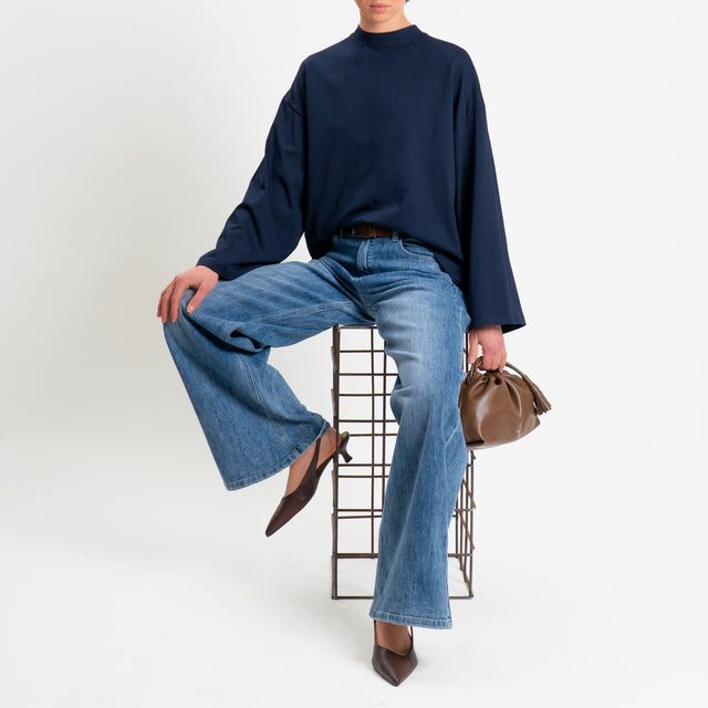 Tensione in-T-shirt over manica ampia - blu