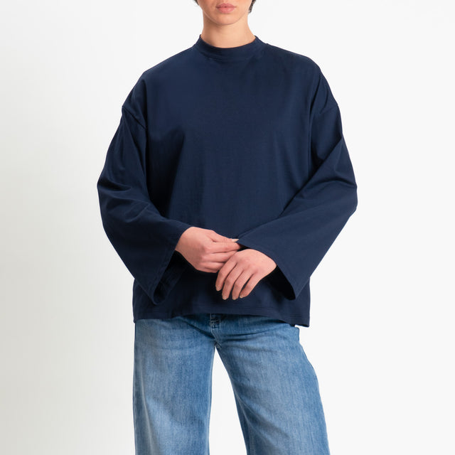 Tensione in-T-shirt over manica ampia - blu
