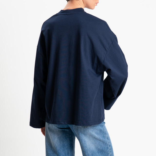 Tensione in-T-shirt over manica ampia - blu