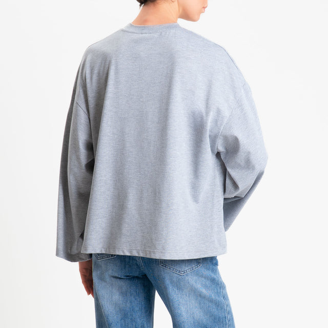 Tensione in-T-shirt over taschino maxi paillettes - grigio