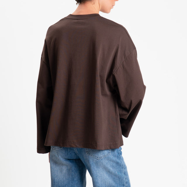 Tensione in-T-shirt over taschino maxi paillettes - moro